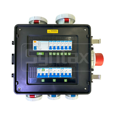 Syntax MP24 Event Power Distro Box 63A 3pH+N+E 400V Black Bespoke Socket Board For Indonesia Project