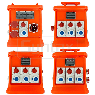 Syntax MK2N 5P 63A Portable Distribution Box PE Material With 16Amp Mechanical Interlocked & Switched CEE Sockets