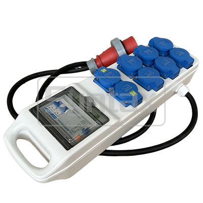 Syntax CT3 16AMP Three Phase Socket Power Splitter Lead IP44 Waterproof With 8 Schuko Sockets 490*142*95mm