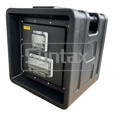 Syntax MD1 Three Phase 32A/5P HDPE Power Distribution Box IP67 Waterproof for Outdoor Events with UK 13A Sockets