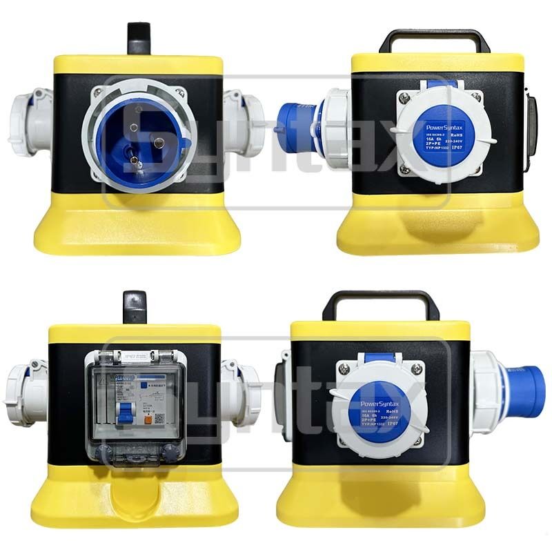 Syntax MZ6 IP67 Waterproof Industrial Portable Distribution Box 32A/3P Single Phase 230v Outdoors Yellow & Black Box 20*20*21.5CM