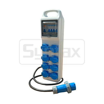 Syntaxe CT3 16A Diviseur de puissance électrique IP44 Boîte de distribution avec 8 prises Schuko 490*142*95mm