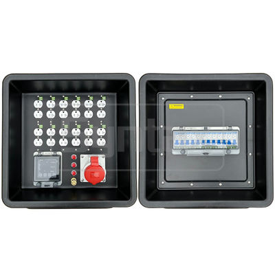 Syntaxe MD1 Trois phases 4P 32AMP Boîte de distribution portable en HDPE IP67 avec 12 numéros UL Liste Nema Double Sockets 430x380x460mm