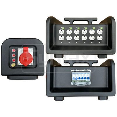 Syntaxe MS7 Boîte de distribution portable en HDPE à trois phases 32A IP67 avec 6 prises Nema à double prise 395x260x275mm