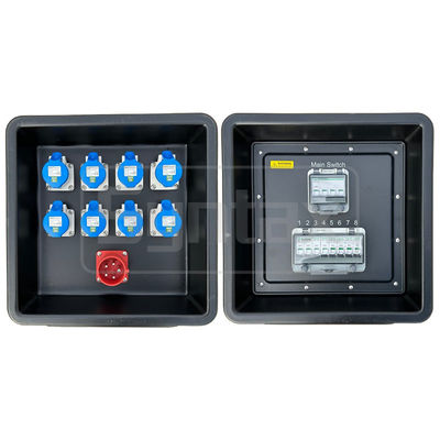 Syntaxe MD1 Plaque de distribution portable en HDPE à trois phases 32AMP IP67 Pour l'alimentation électrique de la scène 430x380x460mm